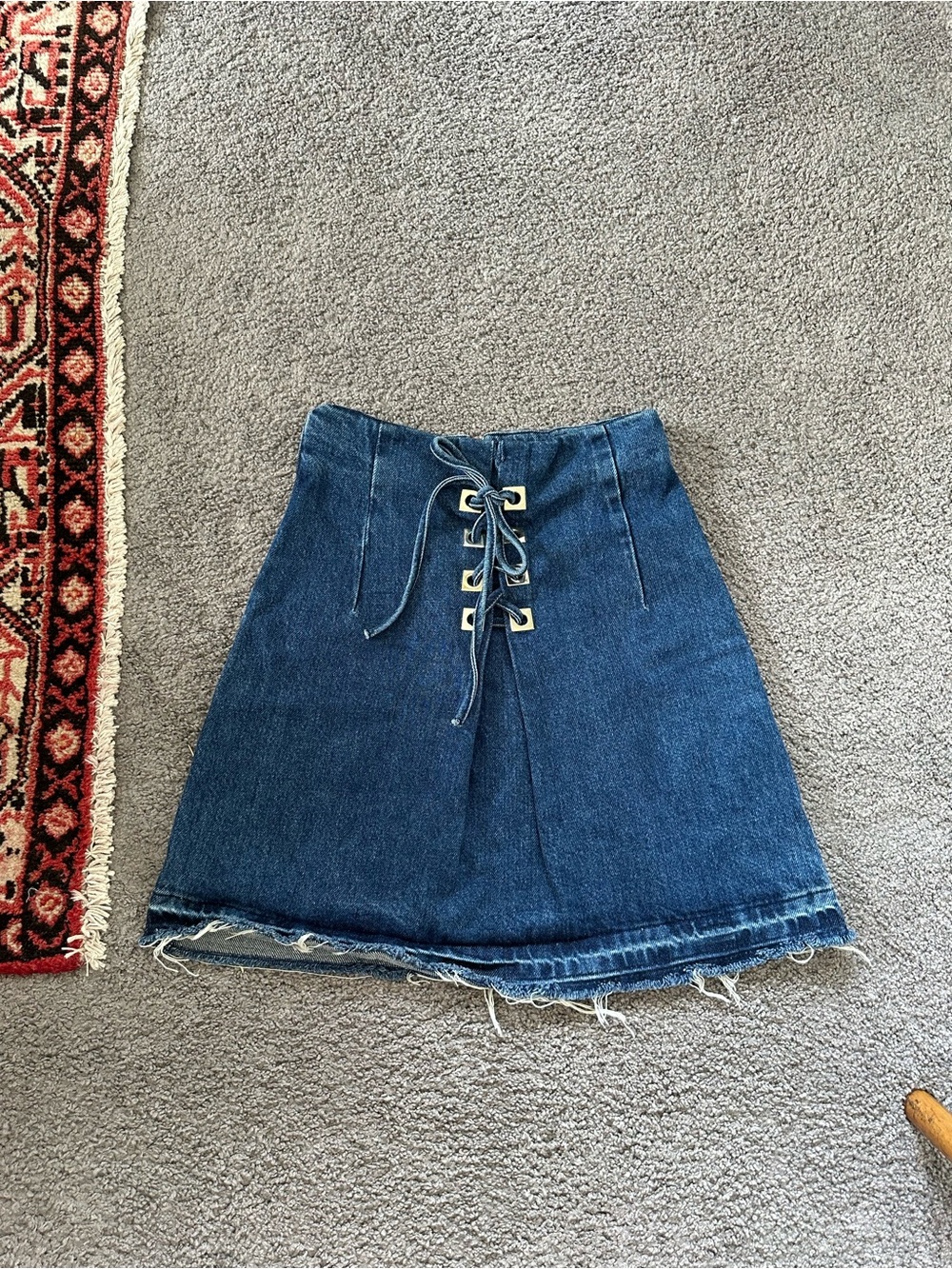 Sandro Eunice Lace-Up Denim Skirt
